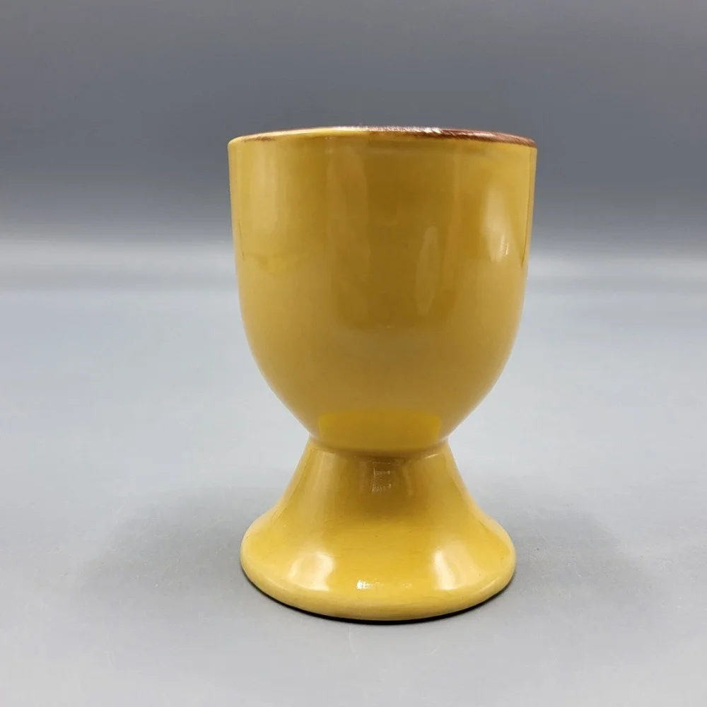 Vintage Pier 1 Yellow Ceramic Egg Cup Pedestal Base 2.75